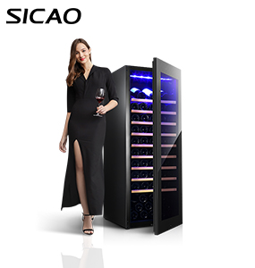 SICAO 200L pintu kaca permukaan cermin hitam penuh freestanding wain sejuk